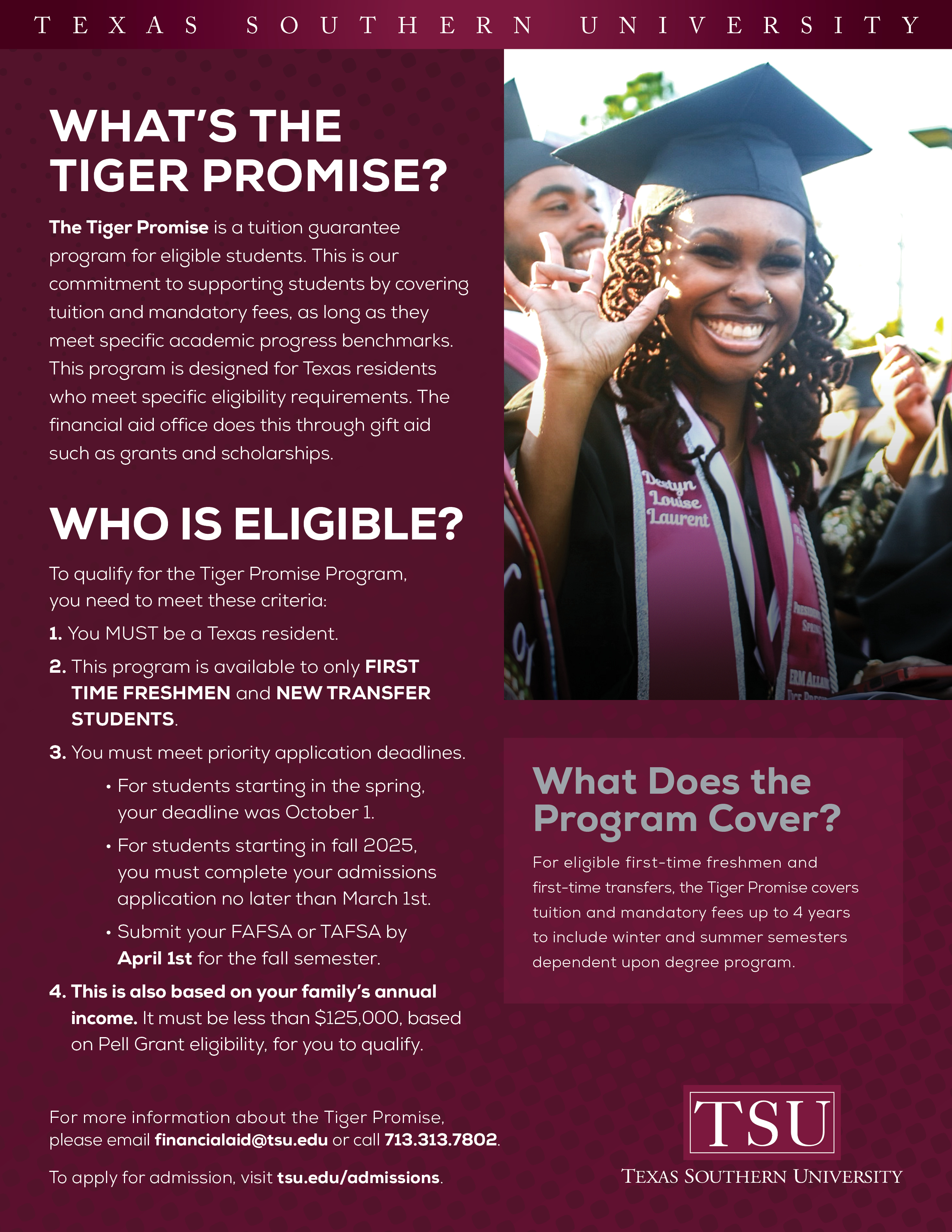 Flyer for TSU Tiger Promise from Fall 2024