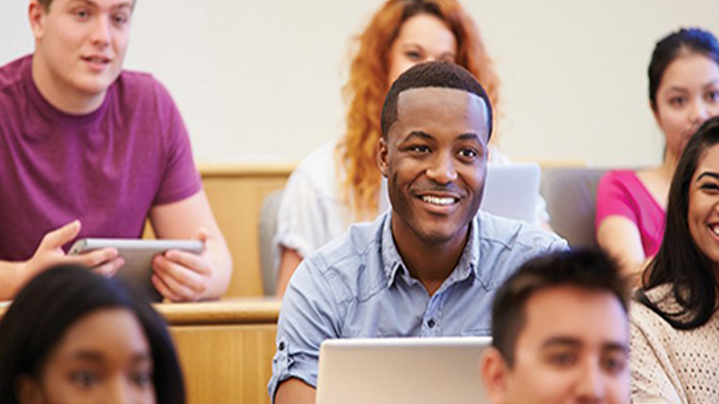 male student in classroom