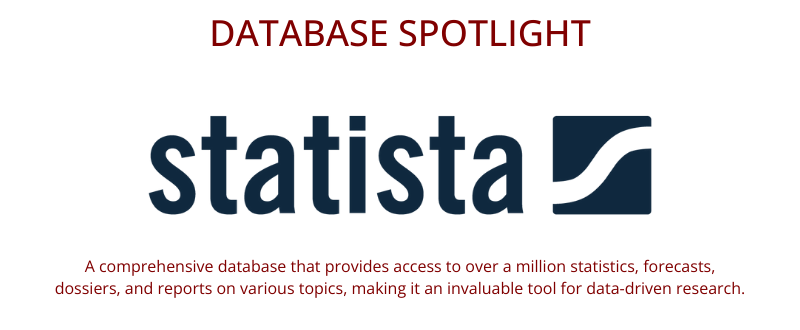Graphic highlighting the Statista database with a focus on statistical data and market research