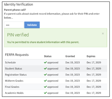 ferpa pin verified