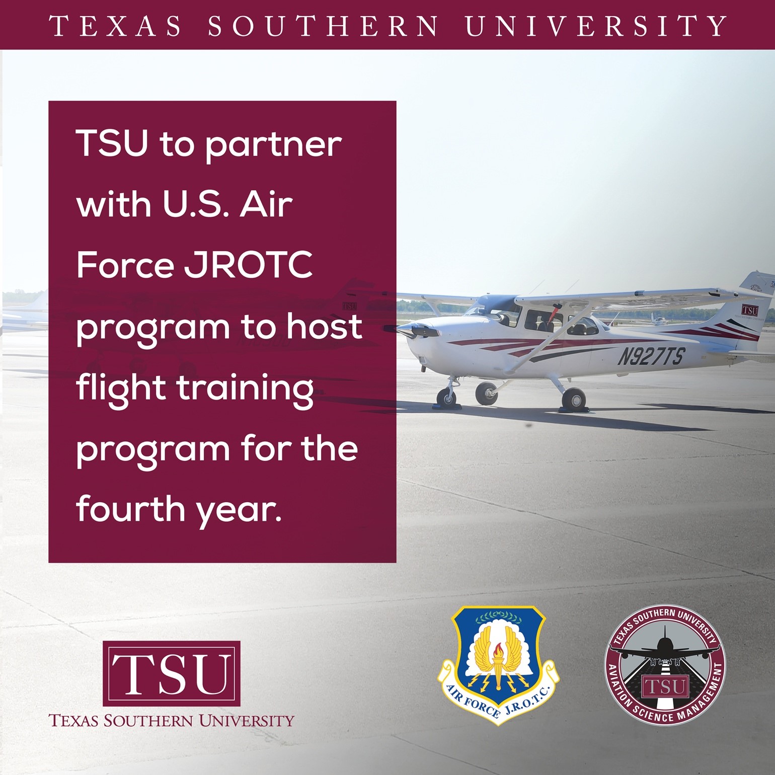 TSU Aviation Partners with the Air Force JROTC to Host Flight Program for the Fourth Consecutive Year
